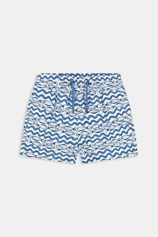Roller Rabbit White Boys Fish Stripe Swim Trunk
