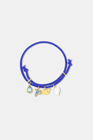Roller Rabbit Blue Icon Party Rope Charm Bracelet