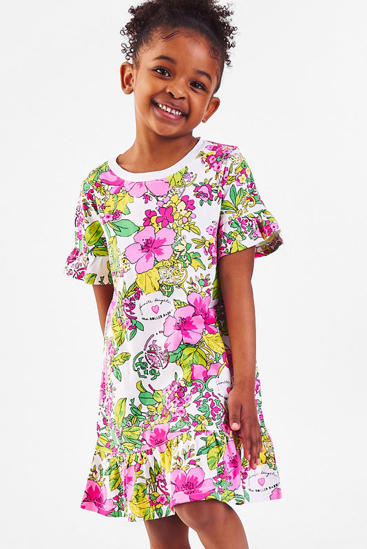Toddler Girl Rabbit Floral Print Short-sleeve Dress
