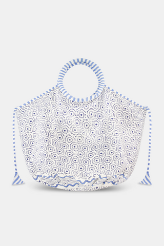 Roller Rabbit White Naolin Fish Border Bondi Bag