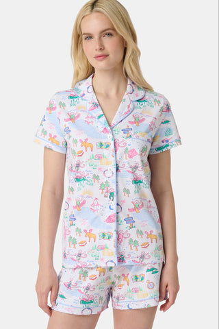 Roller Rabbit Pink Camp RR Polo Pajamas