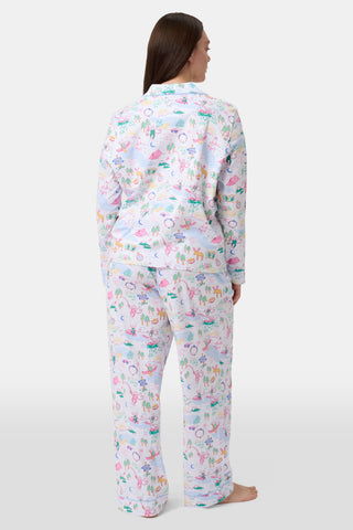 Roller Rabbit Pink Camp RR Long Sleeve Polo Pajamas