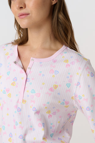Roller Rabbit Pink Sugar Candy Heart Stripe Hunter Pajamas