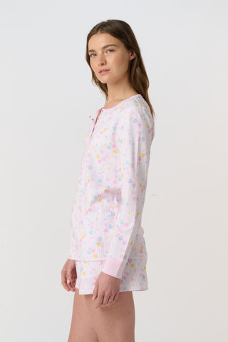 Roller Rabbit Pink Sugar Candy Heart Stripe Hunter Pajamas