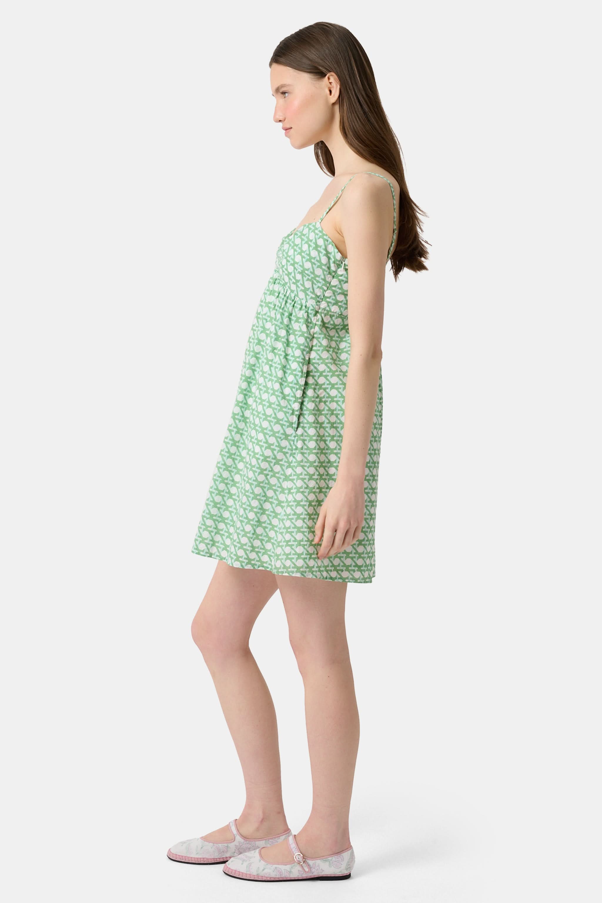 Roller Rabbit Cane Sofie Dress in Green, Small, Cotton Roller Rabbit Cane Sofie Dress in Green, Small, Cotton