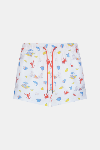 Roller Rabbit Red Mens Catch Of The Day Swim Trunk