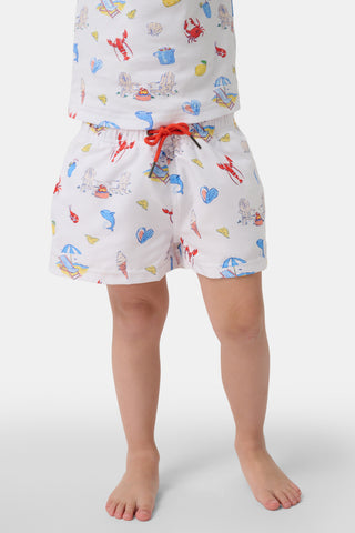 Roller Rabbit Red Boys Catch Of The Day Shortie Swim Trunk
