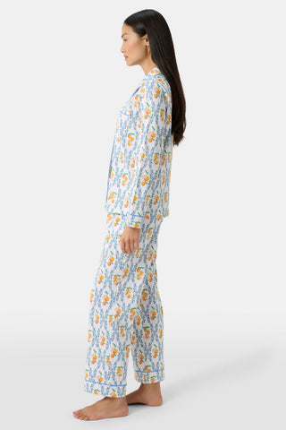 Roller Rabbit Orange Clementine Trellis Long Sleeve Polo Pajamas