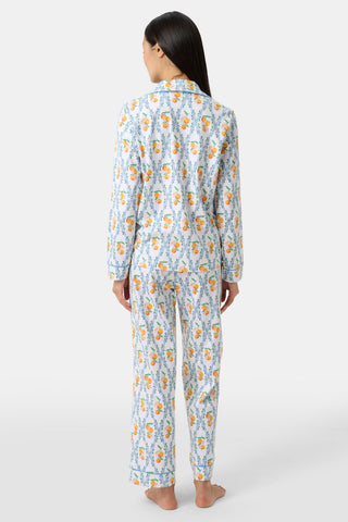 Roller Rabbit Orange Clementine Trellis Long Sleeve Polo Pajamas