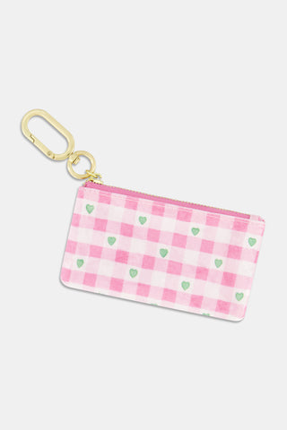 Roller Rabbit Pink Gingham Hearts Coin Pouch