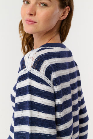 Roller Rabbit Navy Crochet Callista Top