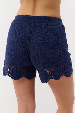 Roller Rabbit Navy Crochet Cameron Short
