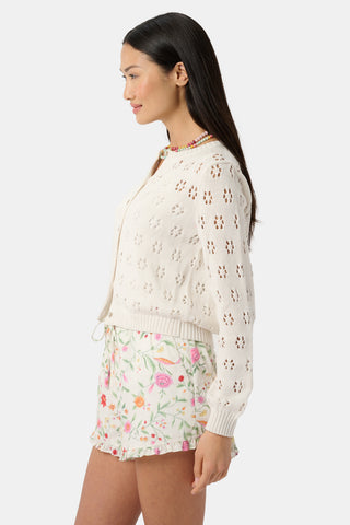 Roller Rabbit Cream Floral Crochet Moxie Cardigan