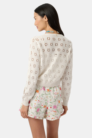 Roller Rabbit Cream Floral Crochet Moxie Cardigan