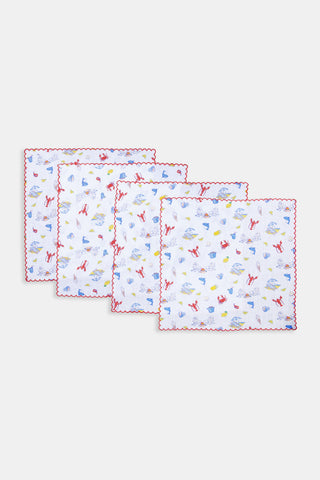 Roller Rabbit Red Catch Of The Day Napkin Set Of 4