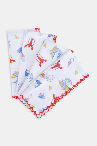 Roller Rabbit Red Catch Of The Day Napkin Set Of 4
