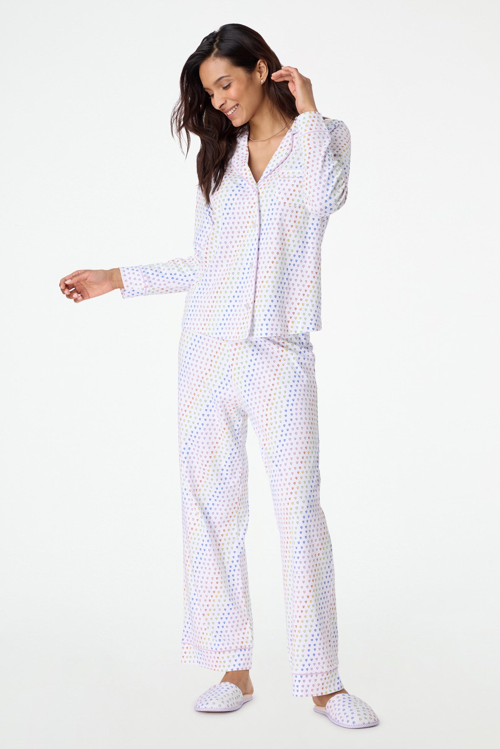 Disco Hearts Long Sleeve Polo Pajamas 