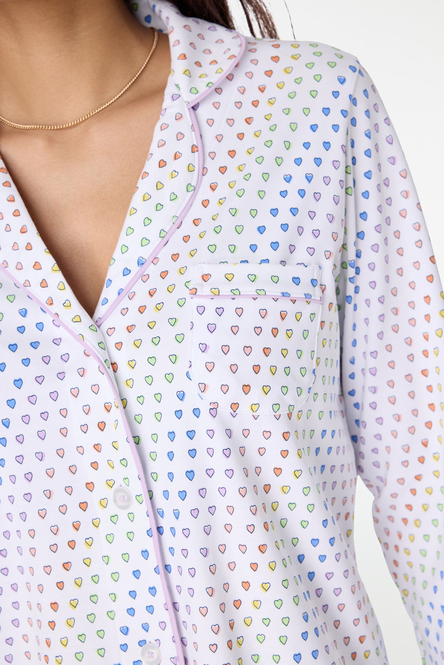 Roller Rabbit Disco Hearts Long Sleeve Polo Pajamas