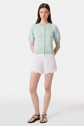 Roller Rabbit White Ditsy Floral Embroidery Jordana Short