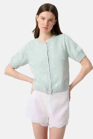 Roller Rabbit White Ditsy Floral Embroidery Jordana Short