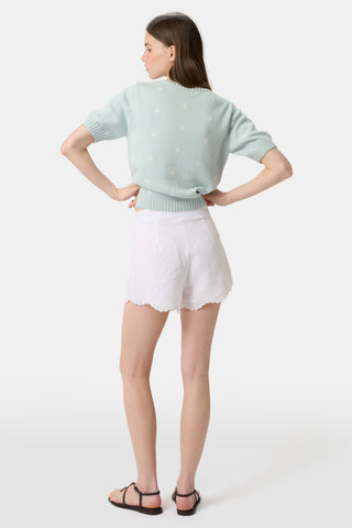 Roller Rabbit White Ditsy Floral Embroidery Jordana Short