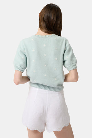 Roller Rabbit White Ditsy Floral Embroidery Jordana Short