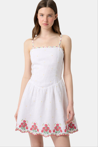 Roller Rabbit Red Ditsy Floral Embroidery Hannah Dress