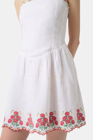 Roller Rabbit Red Ditsy Floral Embroidery Hannah Dress