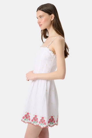 Roller Rabbit Red Ditsy Floral Embroidery Hannah Dress