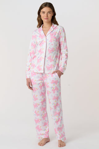 Roller Rabbit Pink Sugar Doily Beaux Long Sleeve Polo Pajamas