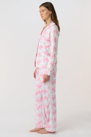 Roller Rabbit Pink Sugar Doily Beaux Long Sleeve Polo Pajamas