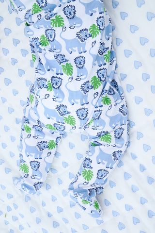 Roller Rabbit Infant Blue Leo the Lion Zipper Footie