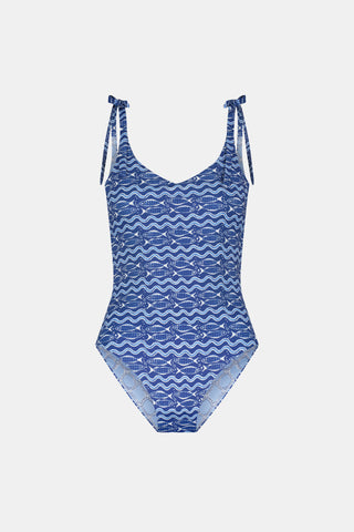 Roller Rabbit Navy Fish Stripe/Ruban Delmar One Piece