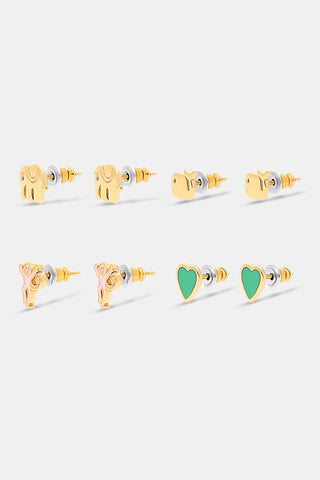 Roller Rabbit Pink/Green ICON PARTY EARRING PACK