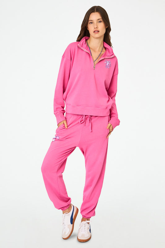 Roller Rabbit Berry Monkey Love Half Zip Sweatshirt view 2