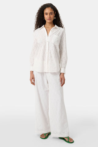 Roller Rabbit White Eyelet Lattice Boyfriend Shirt