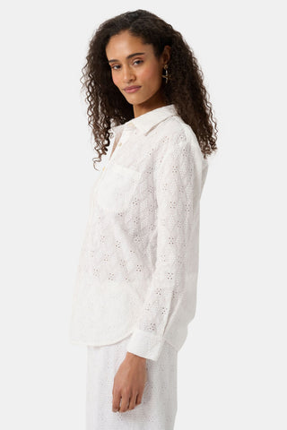 Roller Rabbit White Eyelet Lattice Boyfriend Shirt