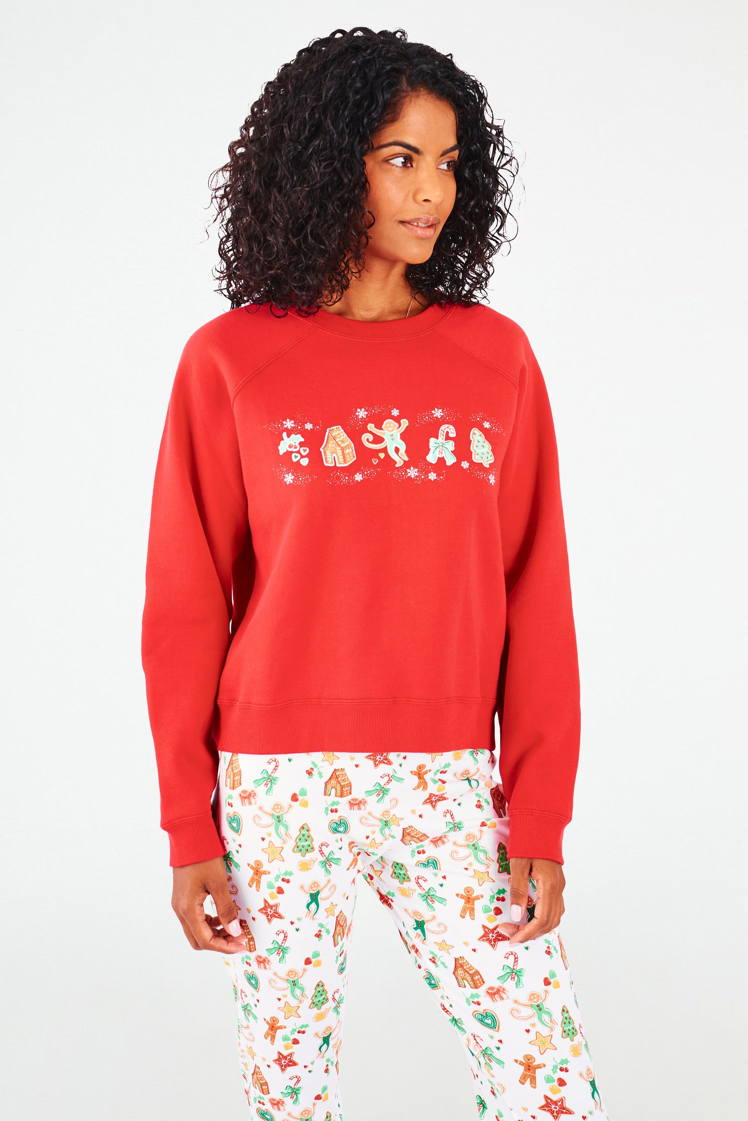 Roller Rabbit Red Womens Gingerbread Party Crewneck