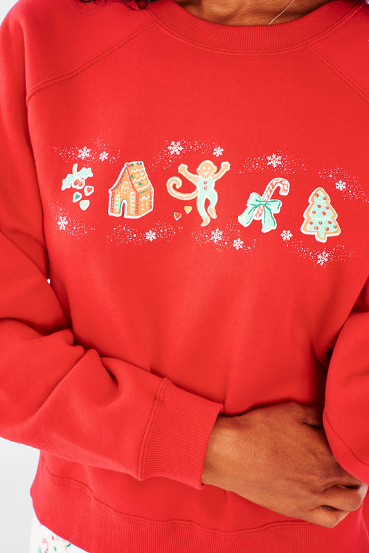 Roller Rabbit Red Womens Gingerbread Party Crewneck