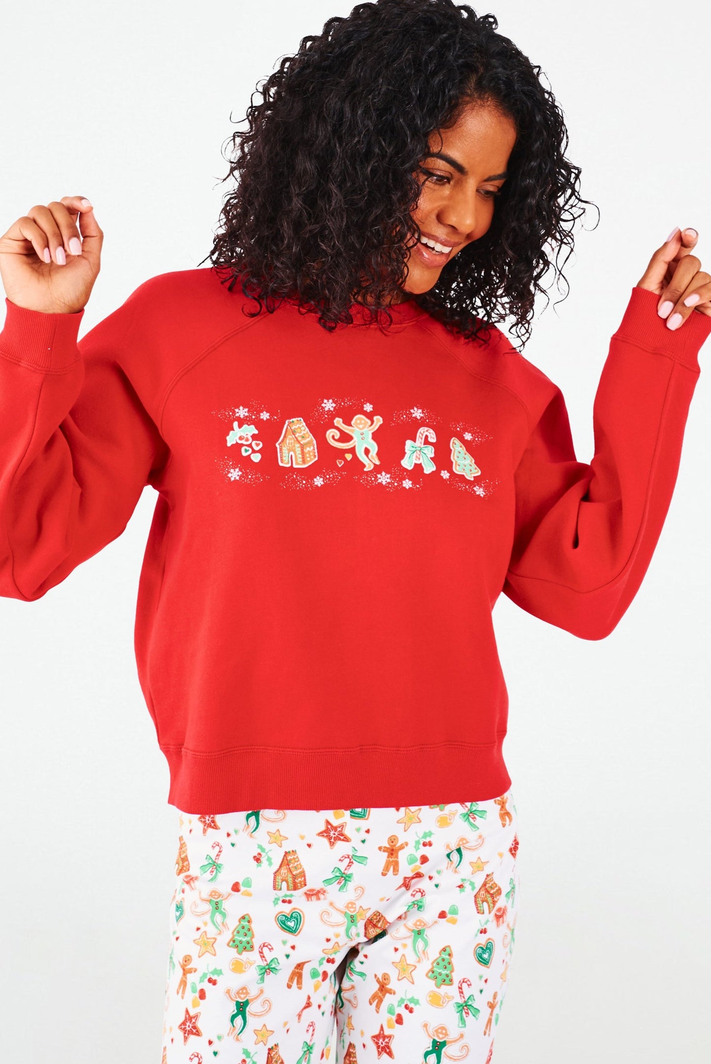 Roller Rabbit Red Womens Gingerbread Party Crewneck