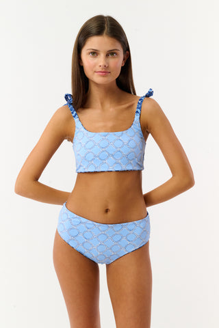 Roller Rabbit Navy Kids Fish Stripe/Ruban Reversible Cora Bikini