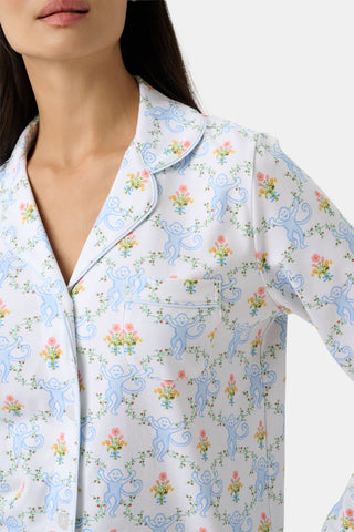 Roller Rabbit x Hill House Floral Monkey Trellis Long Sleeve Polo Pajamas