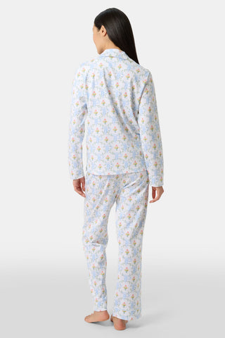 Roller Rabbit x Hill House Floral Monkey Trellis Long Sleeve Polo Pajamas