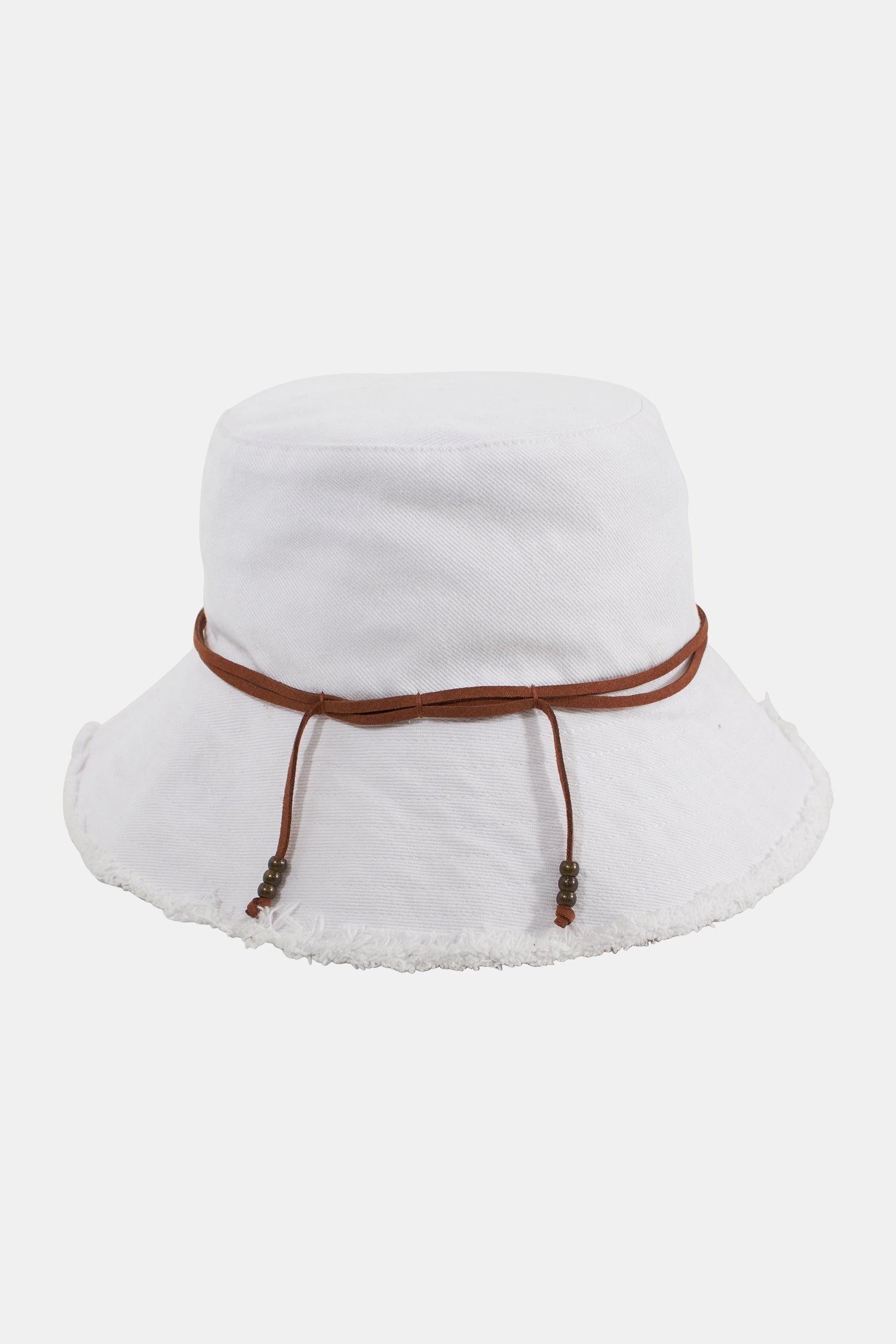 Hat Attack White Fringed Bucket Hat
