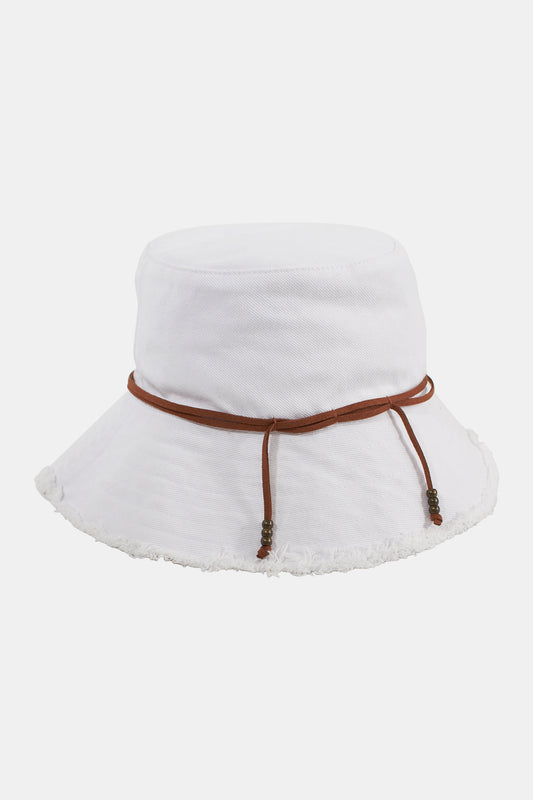 Hat Attack White Fringed Bucket Hat