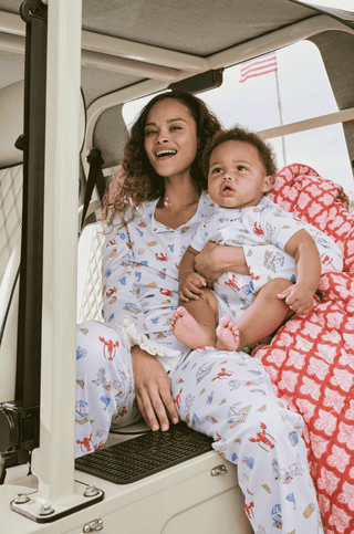 Woman and baby in Roller Rabbit pajamas