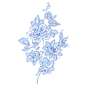 Blue floral design on a white background