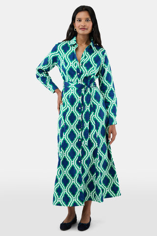 Roller Rabbit HARLEQUIN GEO MINA DRESS In Green and Navy