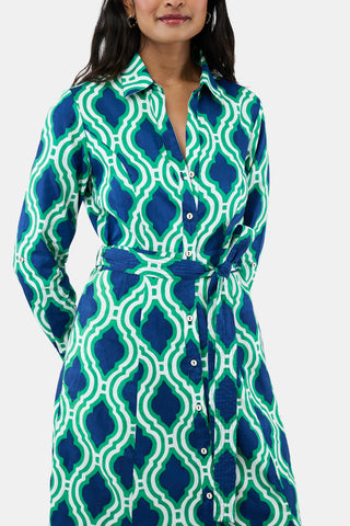 Roller Rabbit HARLEQUIN GEO MINA DRESS In Green and Navy
