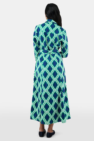 Roller Rabbit HARLEQUIN GEO MINA DRESS In Green and Navy
